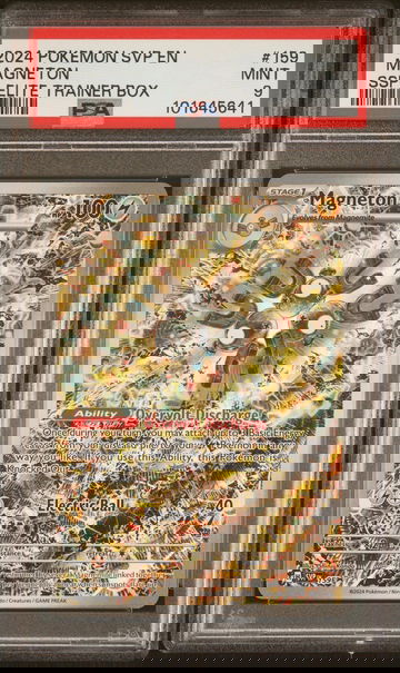 2024 Pokemon Scarlet and Violet Black Star Promo Surging Sparks Elite Trainer Box Magneton #159 PSA 9