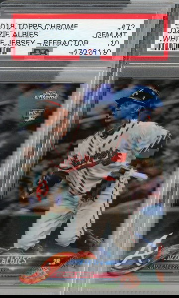 2018 Topps Chrome Ozzie Albies White Jersey Refractor #72 PSA 10