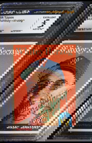 1958 Topps #438 Whitey Herzog CGC 5 JSA Auto 10