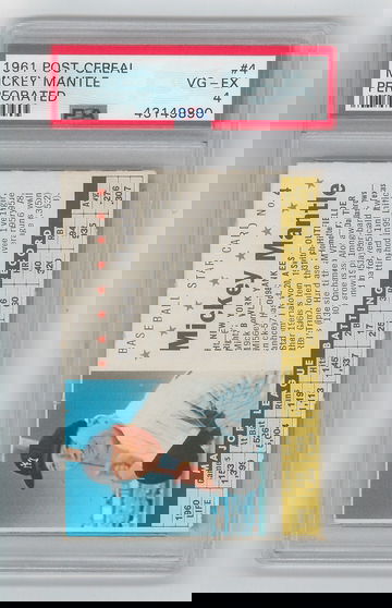 1961 POST CEREAL #4 MICKEY MANTLE PERFORATED PSA VG - EX4