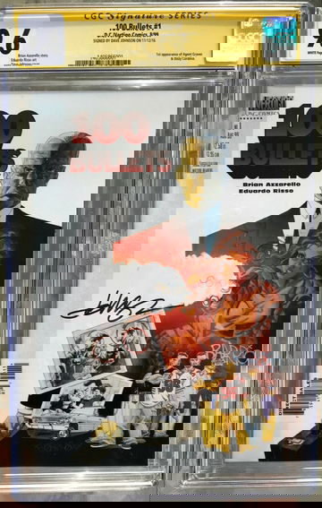 100 Bullets #1 (1999) CGC 9.6 -- White pages; Signed (SS) by Dave Johnson