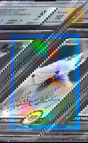 Stephen Strasburg 2010 Bowman Chrome Blue Refractors Autograph #205B /150 Washington Nationals Auto 10 BGS 9 Rookie RC