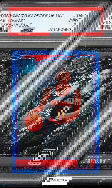 Trae Young 2018 Donruss Optic Fast Break Blue #198 Hawks RC Rookie /50 - PSA 9