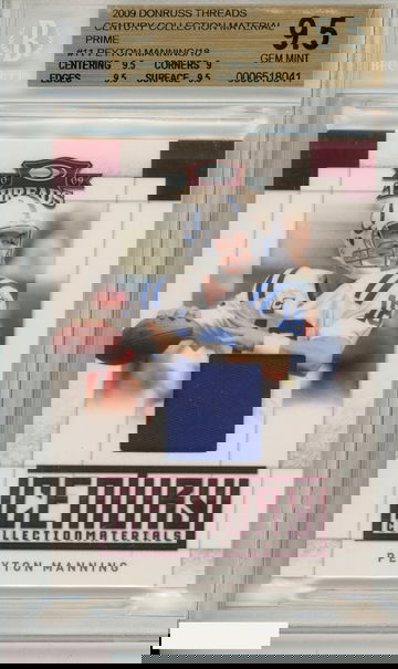 2009 DONRUSS THREADS CENTURY COLL MATERIAL PRIME PEYTON MANNING #11 BGS 9.5