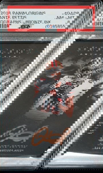 2018 Origins Autographs Dante Pettis Bronze Ink #89/99 - PSA 8