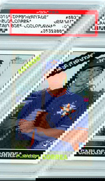 2015 Topps Heritage #563 Carlos Correa Batting Pose-Color Swap PSA 10 GEM MINT!