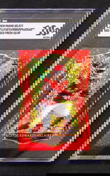 2020 Panini Select - Clyde Edwards-Helaire - Rookie Premier Red Disco Prizm /49 SGC 10 Gem Mint