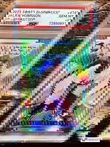 2022 Topps Finest Flashbacks Jackie Robinson SP Refractor 50 PR #219 PSA 10