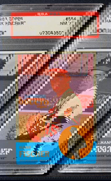 1963 Topps #554, Hank Fischer, PSA 7 (Milwaukee Braves)