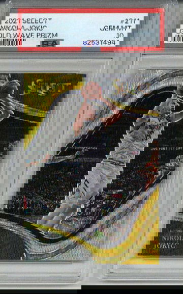 2021 PANINI SELECT GOLD WAVE PRIZM NIKOLA JOKIC NUGGETS PSA 10 LOW POP