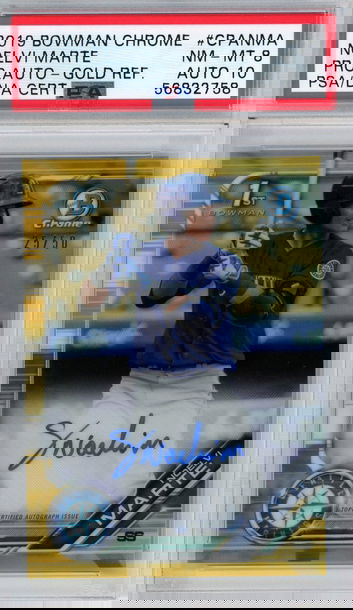 2019 Bowman Chrome Noelvi Marte Gold Refractor Auto 25/50 PSA NM-MT 8 Auto 10