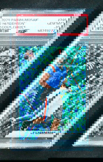 2020 Panini Mosaic - CJ Henderson - Rookie Peacock Prizm SSP PSA 10 Gem Mint