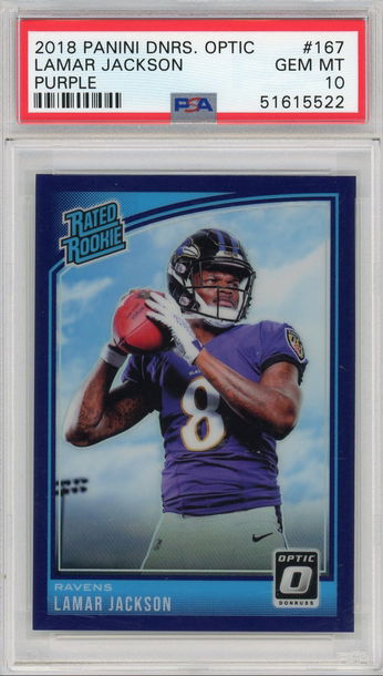 2018 Panini Donruss Optic Purple /50 Lamar Jackson PSA 10