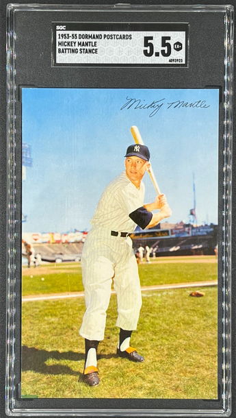 1953-55 Dormand Postcards Mickey Mantle batting stance SGC 5.5