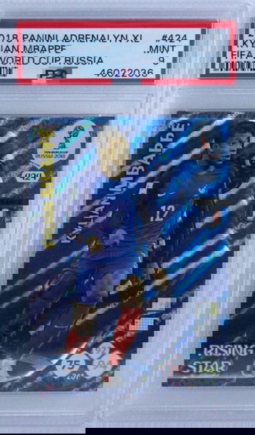 2018 Panini Adrenalyn XL Kylian Mbappe #424 FIFA World Cup Russia RC PSA 9 Mint