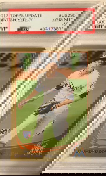 2013 Topps Update Christian Yelich RC Gold Parallel #290 1877/2013 PSA 10