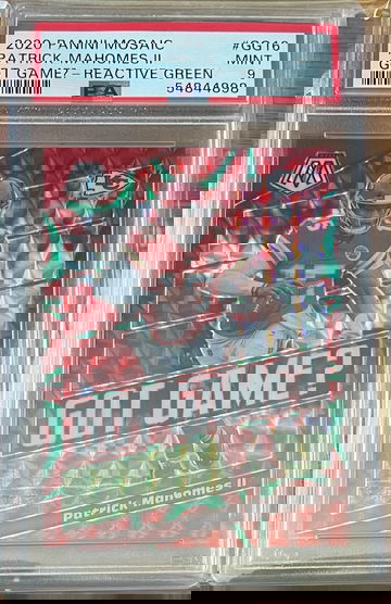 2020 Panini Mosaic Patrick Mahomes Got Game /89 Reactive Green PSA 9