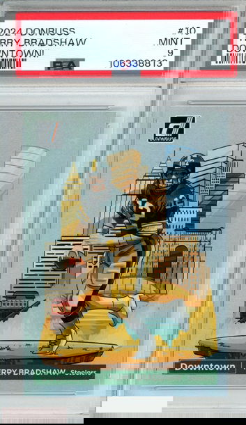 2024 PANINI DONRUSS DOWNTOWN! TERRY BRADSHAW #10 STEELERS HOF PSA 9 MINT