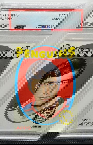 1971 - 1972 Topps Syl Apps #77 Graded PSA 9 MINT Pittsburgh Penguins