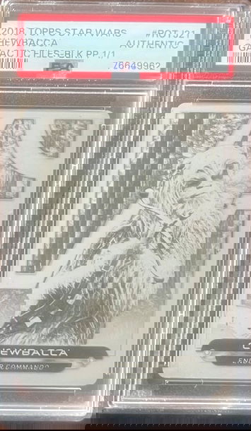 2018 Topps Star Wars Chewbacca 1/1 Black Printing Plate Galactic Files #ROTJ21 PSA Authentic