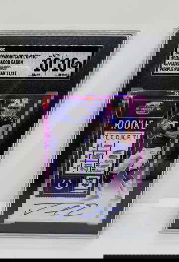 2020 Panini Contenders Optic Jacob Eason Purple Pulsar Auto /21 SGC 10/10