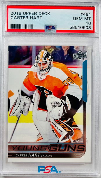 2018 Upper Deck Carter Hart Young Guns Rookie RC PSA 10 Gem Mint