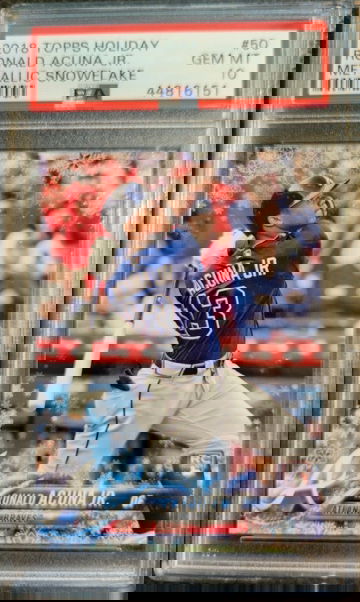 2018 Topps Holiday Ronald Acuna Jr. Metallic Snowflake RC #50 PSA 10 Gem Mint