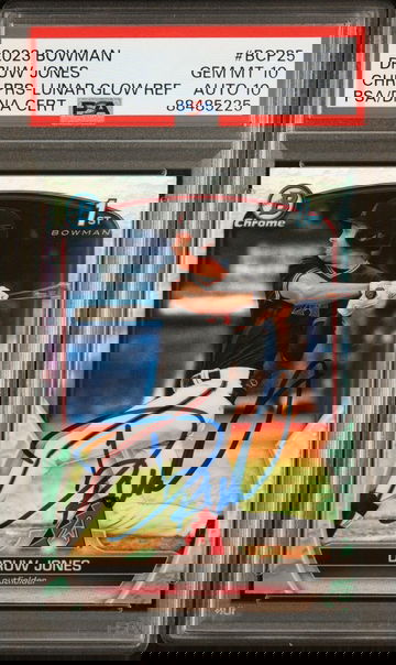 2023 Bowman Chrome Druw Jones Lunar Glow Refractor Auto PSA 10