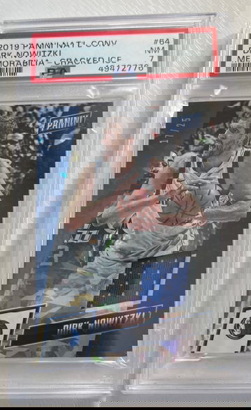 2019 Panini National Convention Dirk Nowitzki Memorabilia Cracked Ice PSA 7