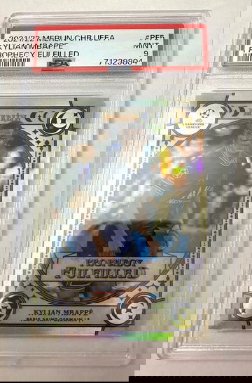 Kylian Mbappe 2021/22 Merlin Chrome UEFA Prophecy Fulfilled PSA 9