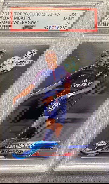 KYLIAN MBAPPE 2017 TOPPS CHROME TRUE ROOKIE PSA 9 MINT