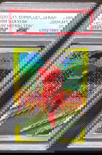 2020-21 Topps Chrome UEFA Champions League Japan Edition Karim Adeyemi Yellow Refractor PSA 10