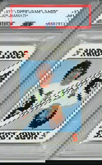 1971 TOPPS GAME CARDS #3 JOE NAMATH CARD NEW YORK JETS PSA 7 NEAR MINT RARE