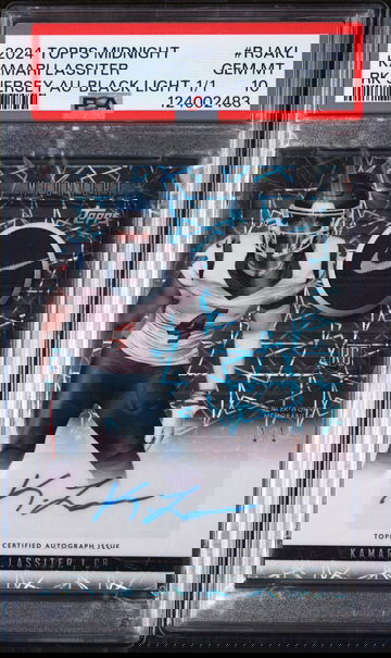 2024 Topps Midnight Rookie Jersey Autographs Black Light 1/1 Kamari Lassiter #RJAKL PSA 10