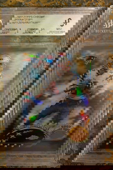2002 topps chrome tom brady black refractor /599 bgs 9