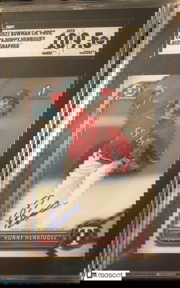 Ronny Henriquez 2022 Bowman Chrome 1st Pros. Auto SGC 9.5 #CPA-RH Texas Rangers
