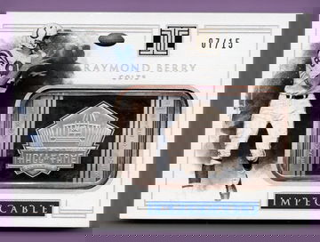 2017 PANINI IMPECCABLE SILVER BAR HALL OF FAMERS RAYMOND BERRY #7/15 1 OZ 