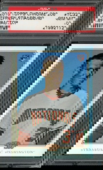 STEPHEN STRASBURG RC PSA 10 2010 TOPPS 206 CHROME REFRACTOR #55 245/499 GEM MINT