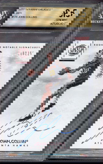 JOHN COLLINS 2017 ENCASED /25 RED Notable Rookie Auto Autograph BGS 9.5 Hawks