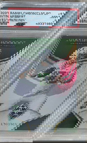 2020 Panini Chronicles Draft Limited Phenoms Justin Herbert ROOKIE RC #4 PSA 9