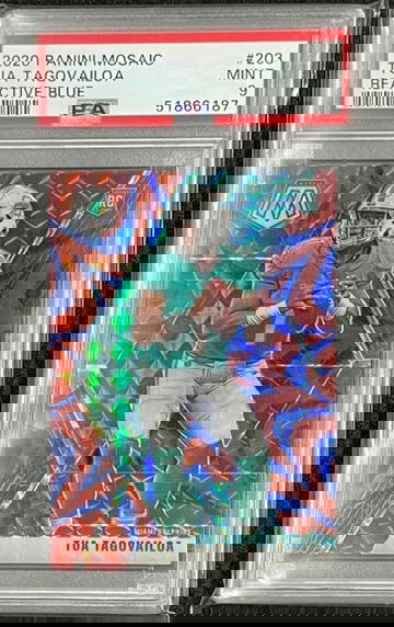 2020 Panini Mosaic Tua Tagovailoa Reactive Blue PSA 9 Mint