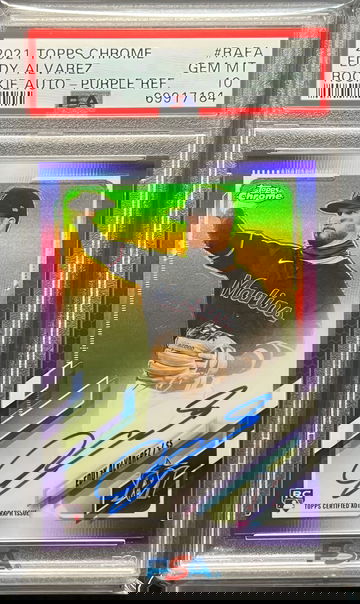Eddy Alvarez 2021 Chrome Auto Purple Ref. PSA 10