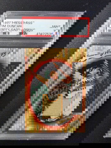 1997 Press Pass Tim Duncan Jersey Card Bonus 123/400 PSA 9