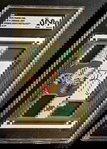 2020 Jordan Love Panini One Rookie Quad Patch Jersey Auto RPA 5/49 SGC 9 10 #74 Autograph