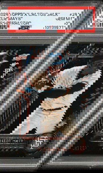 2024 Topps Cosmic Chrome X Cactus Jack Black Refractor Willie Mays #24 /10 PSA 10