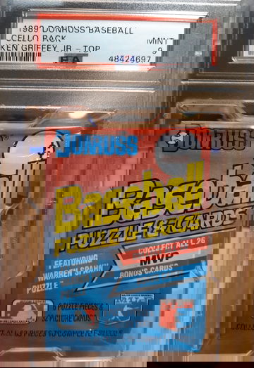 1989 Donruss Baseball Cello Pack Ken Griffey Jr. Rookie RC #33 PSA 9, Pop 1 of 7