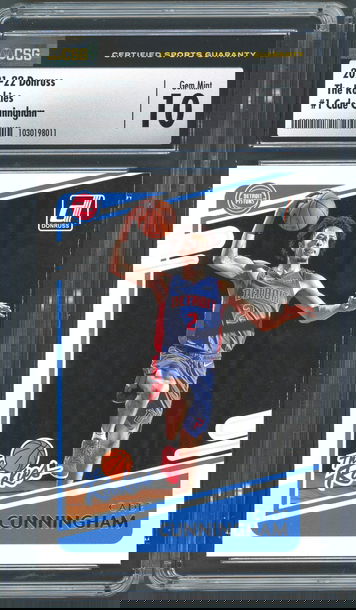 2021-22 Donruss Cade Cunningham The Rookies #1 - CSG 10 - Detroit Pistons