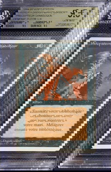 1994 MTG French Magic The Gathering Revised Demonic Tutor BGS 9.5 Gem Mint Pop 1