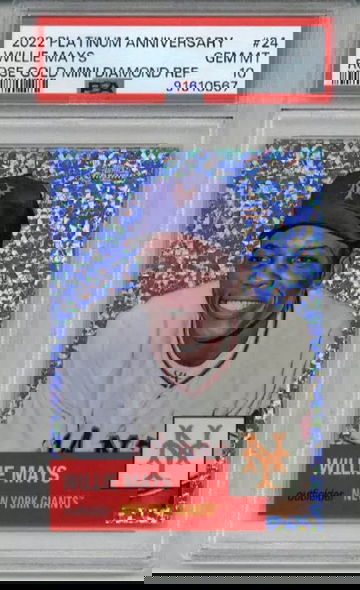 2022 TOPPS PLATINUM ROSE GOLD DIAMOND REFRACTOR WILLIE MAYS /75 PSA 10