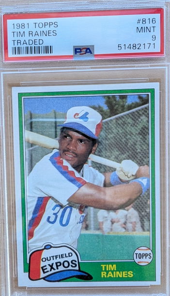 1981 Topps Traded Tim Raines HoF RC PSA 9